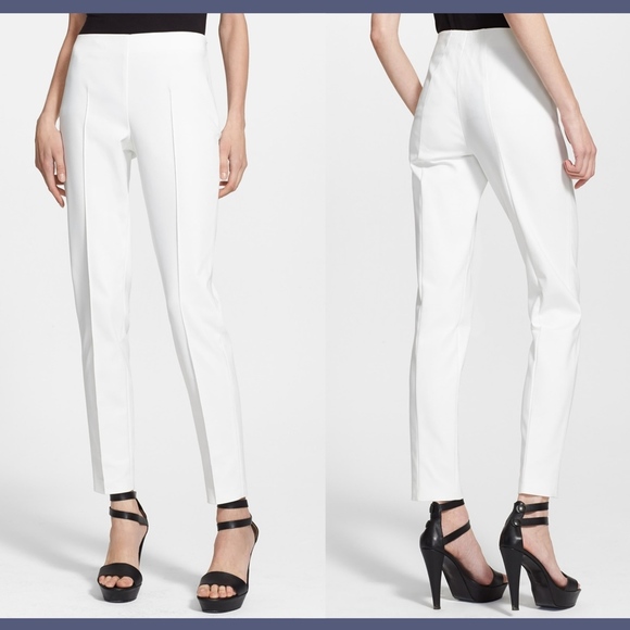 NWD $795 AKRIS Melissa Slim Techno Cotton Pants in Off-White [SZ 2‎ US [ - Picture 1 of 8